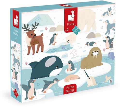 Janod - Voelpuzzel - Noordpool - Houten puzzel - Sensorisch speelgoed - Vanaf 2 jaar