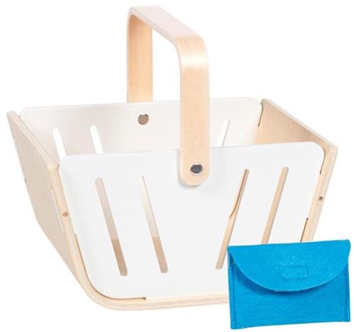 Goki houten speelgoed winkelmandje met portemonnee - MiniShopper.