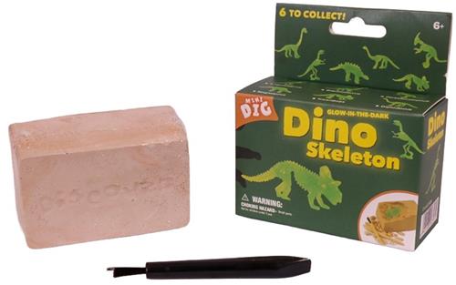 PIA Soft Toys-Opgravingsset mini gloeiende dinosaurus 5,5 cm x 8 cm x 3,5 cm
