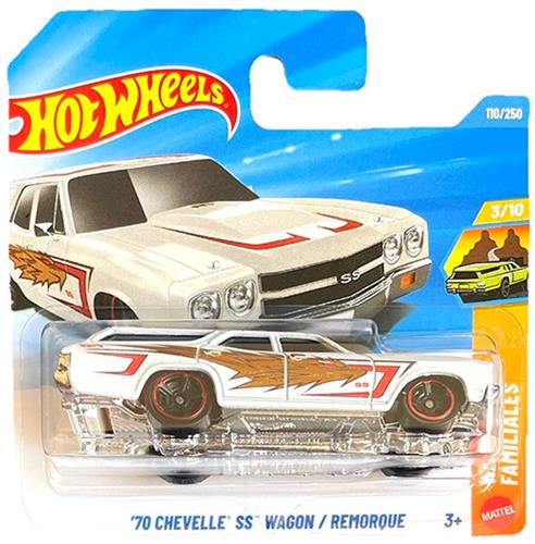 HOT WHEELS '70 CHEVELLE SS WAGON REMORQUE FLAME WHITE 110/250 HW WAGONS FAMILIALES 3/10 SHORT CARD 2026