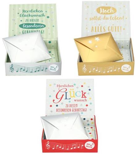 Depesche verjaardagsmuziekdoos 60 jaar kleurrijk cadeau met envelop.