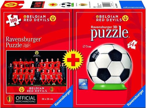 Ravensburger duopack Red Devils 2018 - 100 stukjes puzzel + 3D puzzleball 54 stukjes