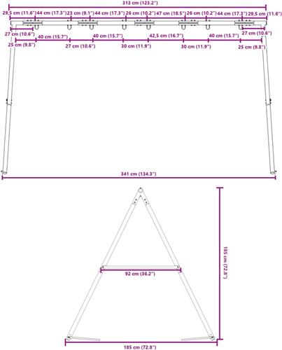 Schommelframe voor buiten met 8 ophanghaken staal blauw