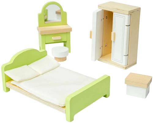 Bigjigs Houten Poppenhuis Meubels Slaapkamer - 5dlg.