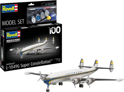Revell Modelbouwpakket Vliegtuigen - 63745 Lockheed L.1049G Super Constellation - Lufthansa 100 - Duits Passagiersvliegtuig - Model Set Plastic - 1:144 - Modelbouw
