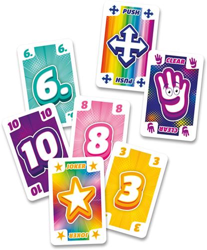 Schmidt - CLEAR 4 - Snel kaartspel - Actiespel met PUSH en JOKER kaarten - vanaf 8 jaar - 2-4 spelers
