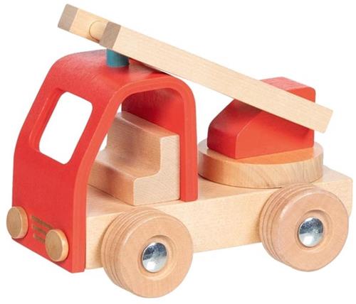 Goki brandweerauto houten speelgoed met ladder voor kinderen.