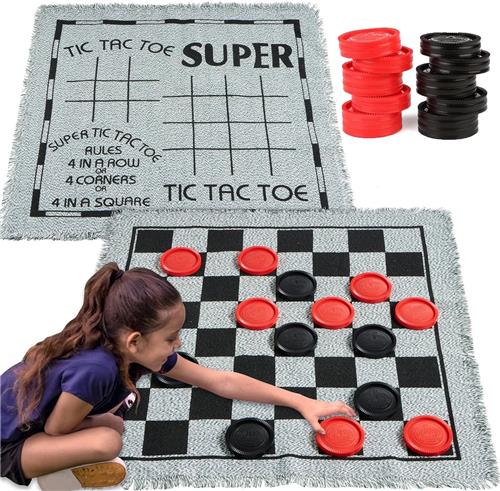 BOTC Damspellen - met dubbelzijdig dambord - 24 damstukken - Geschikt voor binnen- en buitengebruik