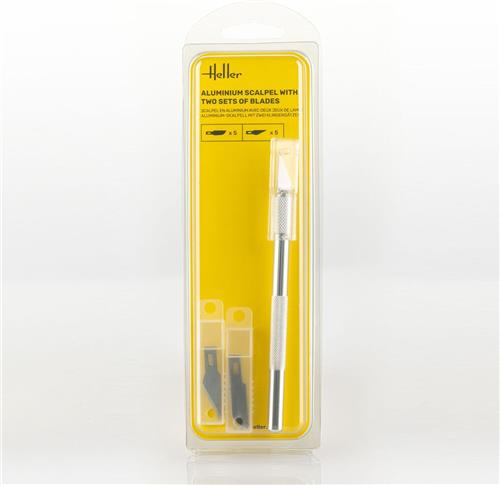 Heller Modelbouwdecoratie - 99009 Hobby Aluminium scalpel met fijne punt en 10 reserve mesjes Gereedschap
