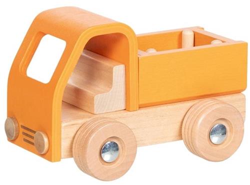 Goki houten speelgoed vrachtwagen flatbed - duurzaam houten voertuig.