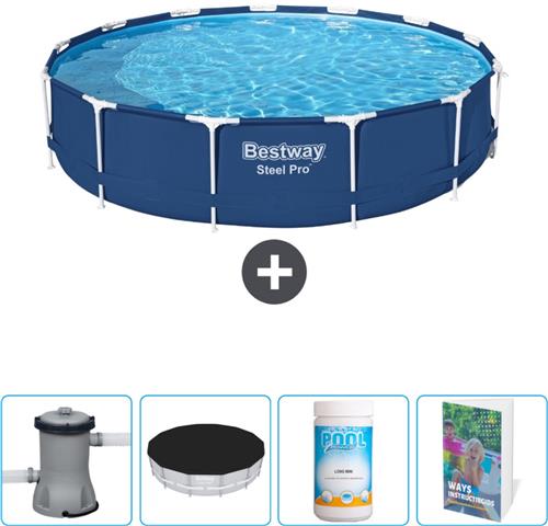 Bestway Rond Steel Pro Zwembad - 396 x 84 cm - Blauw - Inclusief Pomp Afdekzeil - Chloor - Zwembadgids