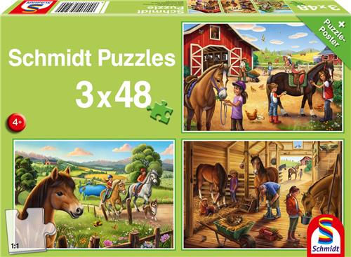 Schmidt - Legpuzzel - Mijn favoriete paarden - 3 x 48 stukjes - Kinderen - vanaf 4 jaar