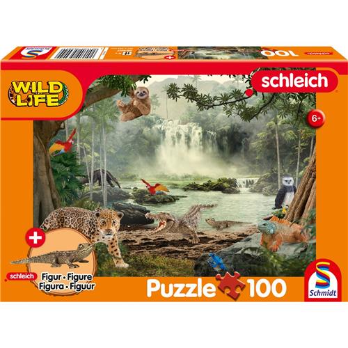 Schmidt - Legpuzzel - Wild Life In het Regenwoud - Schleich - 100 stukjes + originele figuur - Kinderen - vanaf 6 jaar