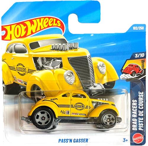 HOT WHEELS PASS'N GASSER YELLOW 102/250 HW DRAG RACERS PISTE DE COURSE 3/10 SHORT CARD 2026