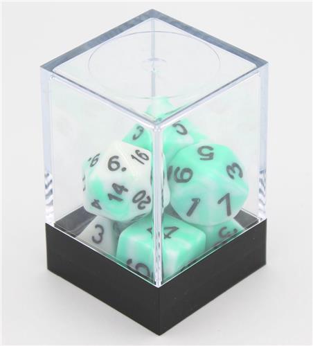 HOT Games dobbelstenen set wit mint - 7 stuks kunststof.