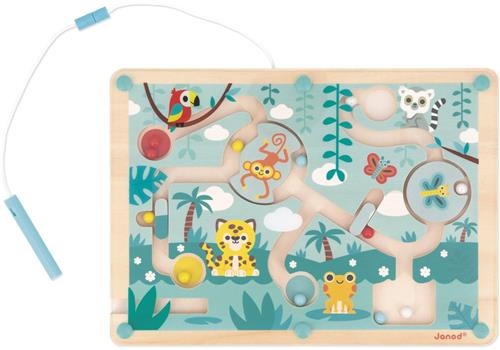 Janod - Tropik - Magnetisch doolhof - Houten speelgoed - Educatief spel - Fijne motoriek - Vanaf 2 jaar