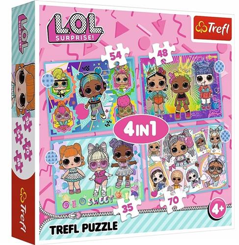 Trefl Serie - LOL Poppen 4-in-1 Puzzel - 35/48/54/70 Stukken - Voor Kinderen 4+