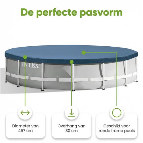 Intex Rond Prism Frame Zwembad - 457 x 122 cm - Grijs - Inclusief Pomp - Ladder - Grondzeil - Afdekzeil - Loungebed - Onderhoudspakket - 9-delig