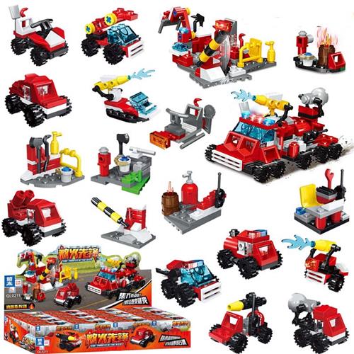 UltiluxeÂ® Bouwset Brandweer - 16 stuks - Bouwpakket voor Kinderen - Constructie speelgoed set - Brandweerwagen - Brandweerauto - Voertuigen - Rood