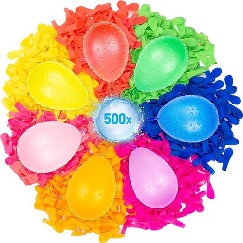 Waterballonnen met Vulhulpstuk - van 8 Jaar - Waterbommen voor Buitenplezier - Zelfsluitend - Waterspeelgoed - Zwembad Speelgoed - Buitenspeelgoed - Rubber - 500 Stuks - Veelkleurig - van Imperatoris