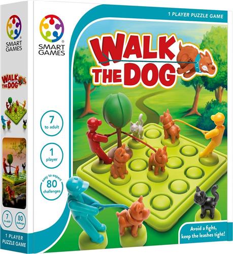 SmartGames - Walk the Dog - breinbreker - 80 opdrachten voor 1 speler - Kat en hond