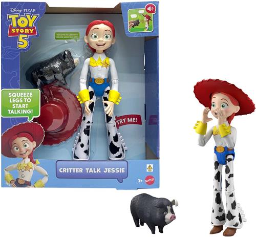 Disney en Pixar Toy Story 5 Beestenpraat Jessie - Actiefiguur van 30 cm en JD varken met 35 geluiden - Frans