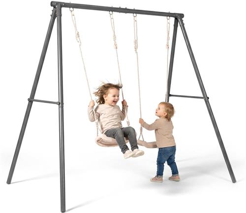 HyperMotion SWING HYP6.1  Dubbele Tuinschommel  2 Zitjes  Verstelbare Hoogte  Stalen Frame