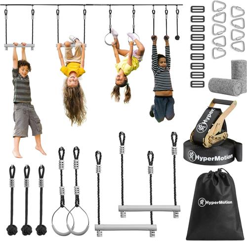 Ninja Obstakelbaan voor Kinderen  HyperMotion Slackline Set 15m met 7 Obstakels  Tuin Klimparcours