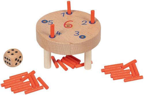 Goki Houten Dobbelspel in Katoenen Opbergzakje