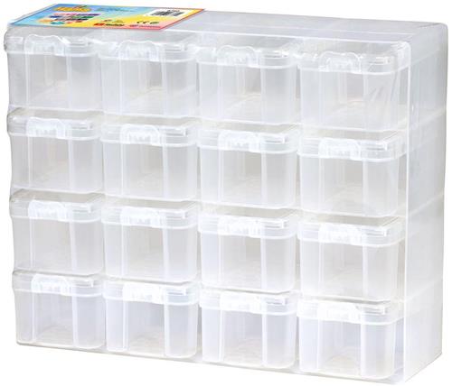 Hama Opbergbox strijkkralen set met 16 opbergdoosjes transparant.