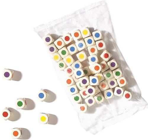 Philos Kleuren Dobbelsteen Hout Set, 6 Stippen, 16 mm (12 stuks)