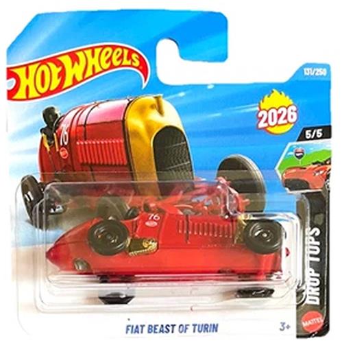 HOT WHEELS FIAT BEAST OF TURIN RACING RED GOLD 131/250 HW DROP TOPS 5/5 SHORT CARD 2026