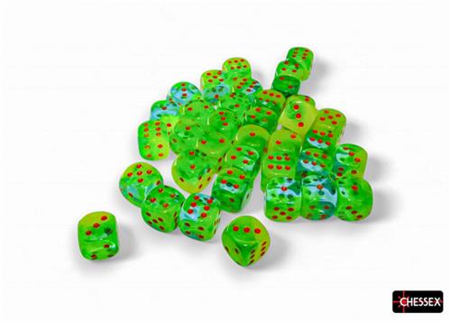 Chessex dobbelstenen set 12mm Plasma Green-Teal Luminary 36 stuks.