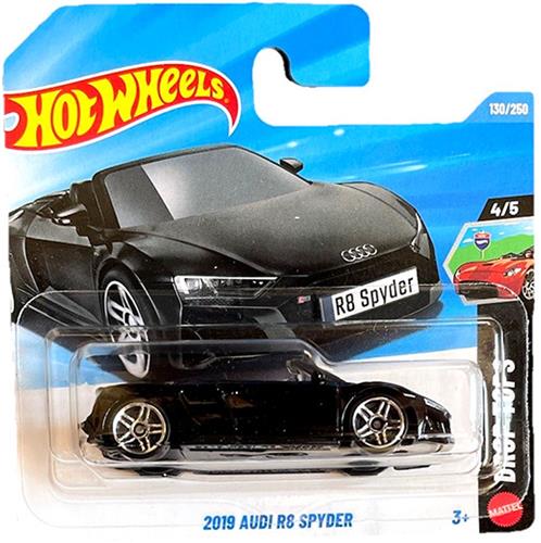 HOT WHEELS 2019 AUDI R8 SPYDER CABRIO GLIM BLACK130/250 HW DROP TOPS 4/5 SHORT CARD 2026