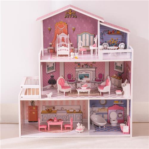 Robotime - ROBUD Dromerige Victoria Houten Poppenhuis - Rollenspel Woondecoratie - Montessori Fantasiespeelgoed voor Meisjes van 3 jaar en ouder