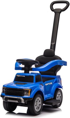 sun baby Loopauto met duwstang voor kinderen vanaf 12 maanden  Ford Raptor  grote terreinwielen, LED-verlichting, zitje met rugleuning en opbergruimte, tot 25 kg, blauw
