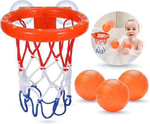 BOTC Badspeelgoed - Badbasketbalring voor peuters - Schimmelvrij Badspeelgoed met zuignap en 3 ballen zonder gaten - BPA-vrij