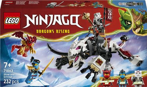 LEGOÂ® NINJAGOÂ® Zilvar en Grimtak het Drakenbeest - Bouwset voor Kinderen - Drakenactiefiguur met 3 Minifiguren - Creatieve Cadeautip voor Jongens en Meisjes Vanaf 7 Jaar - 71863