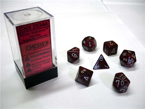 Chessex Silver Volcano Speckled Polydice Dobbelsteen Set (7 stuks)