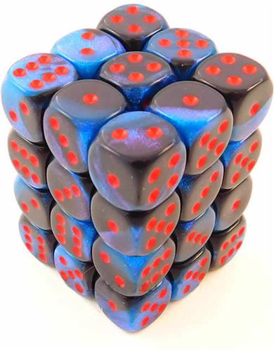 Chessex Gemini Black-Starlight/red D6 12mm Dobbelsteen Set (36 stuks)