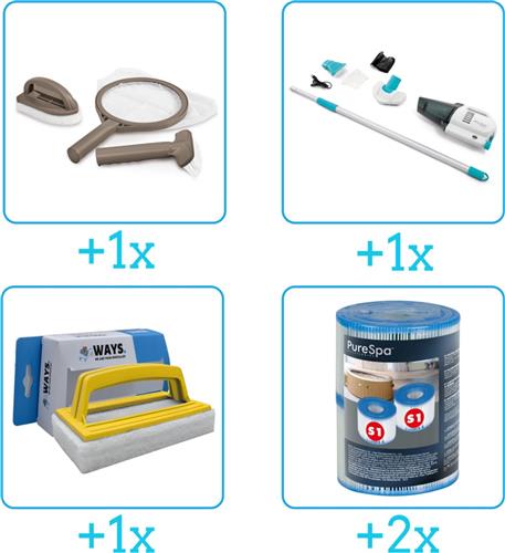 Zwembad Onderhoudspakket - Onderhoud Zwembad - bevat Scrubpad - Schepnet - Borstel - Stofzuiger - Scrubborstel en Filters (4-delig)