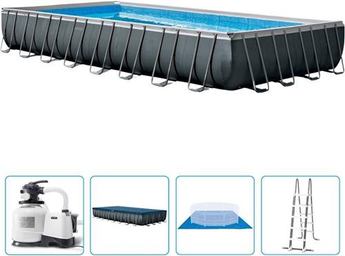 Intex Ultra XTR Frame Zwembad - 975x488x132 cm - Rechthoek - Met zandfilterpomp + accessoires - Zwembad - Zandfilterpomp - Zwembadtrap - Grondzeil - Afdekzeil