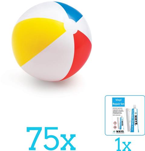 Intex Opblaasbare Strandbal Glossy - Medium - 51 cm - 59020NP - Diameter 51 cm - Volumebundel - Strandbal - 75-delig