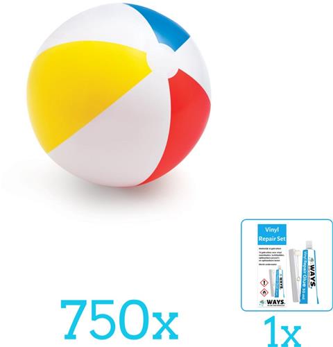 Intex Opblaasbare Strandbal Glossy - Medium - 51 cm - 59020NP - Diameter 51 cm - Volumebundel - Strandbal - 750-delig