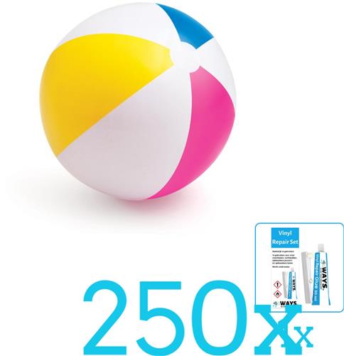 Intex Opblaasbare Strandbal Glossy - Medium - 61 cm - 59030NP - Diameter 61 cm - Volumebundel - Strandbal - 250-delig