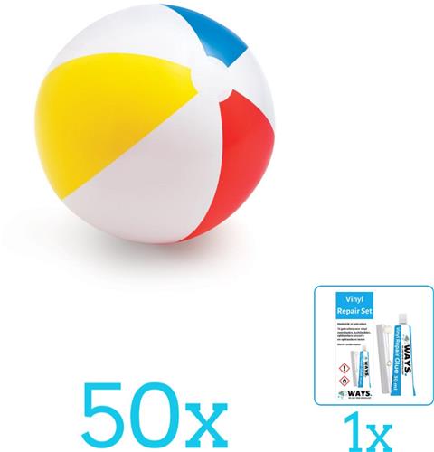 Intex Opblaasbare Strandbal Glossy - Medium - 51 cm - 59020NP - Diameter 51 cm - Volumebundel - Strandbal - 50-delig