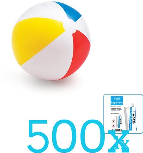 Intex Opblaasbare Strandbal Glossy - Medium - 51 cm - 59020NP - Diameter 51 cm - Volumebundel - Strandbal - 500-delig