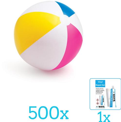 Intex Opblaasbare Strandbal Glossy - Medium - 61 cm - 59030NP - Diameter 61 cm - Volumebundel - Strandbal - 500-delig