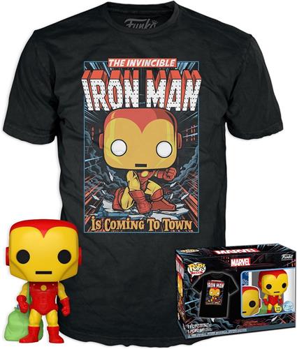 Funko Pop! Marvel Holliday Tee Box - Iron Man Exclusive #1282 Glows in the Dark - Maat S