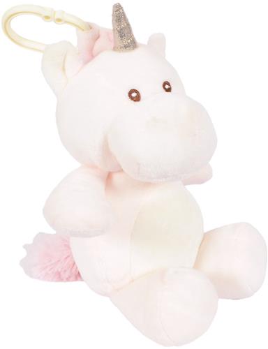 PIA Soft Toys Pluche Eenhoorn roze met rammelaar 25 cm en ophangring